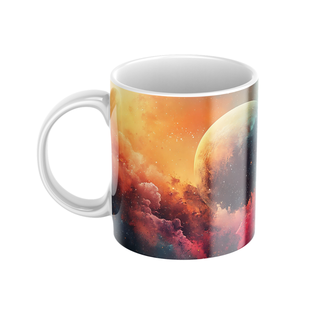 Keramiktasse "Andere Welt" (Motiv 04) | Weltraum & Planeten | Handbedruckt im Spessart | Geschenkidee