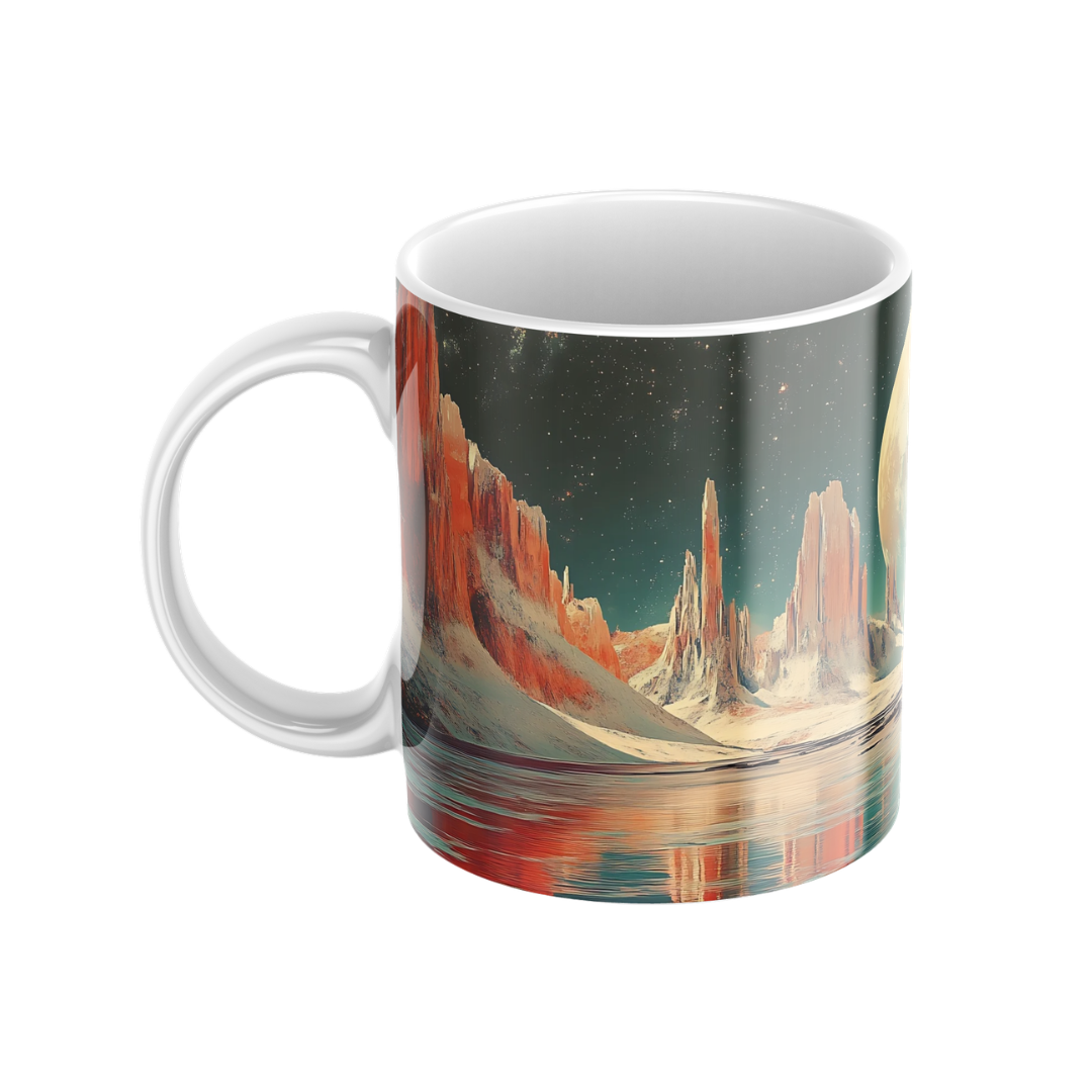 Keramiktasse "Andere Welt" (Motiv 05) | Weltraum & Planeten | Handbedruckt im Spessart | Geschenkidee