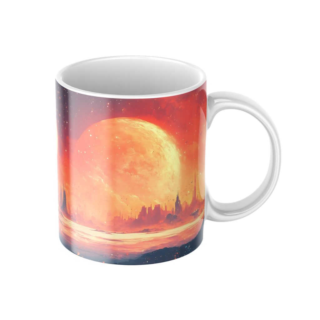 Keramiktasse "Andere Welt" (Motiv 06) | Weltraum & Planeten | Handbedruckt im Spessart | Geschenkidee