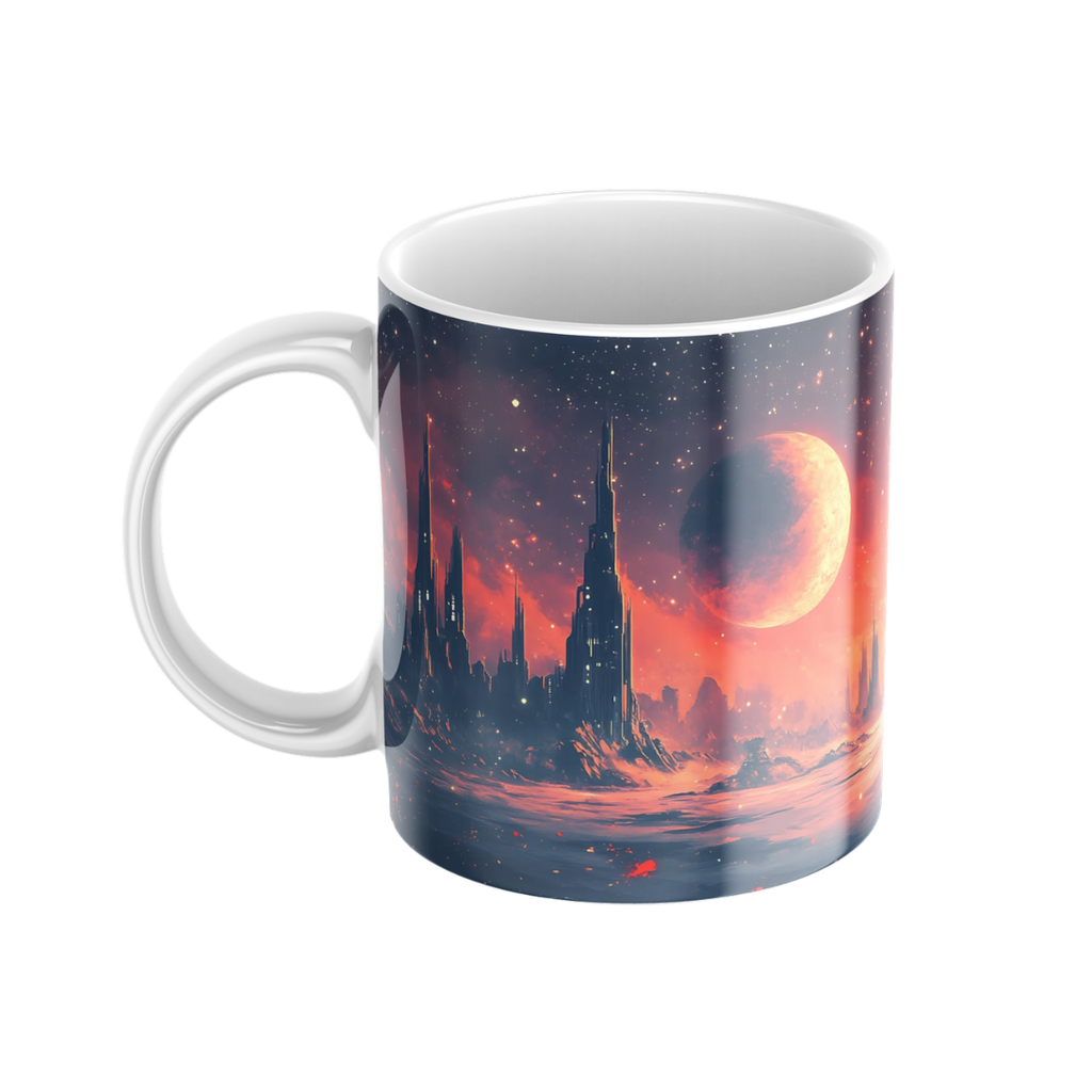 Keramiktasse "Andere Welt" (Motiv 06) | Weltraum & Planeten | Handbedruckt im Spessart | Geschenkidee