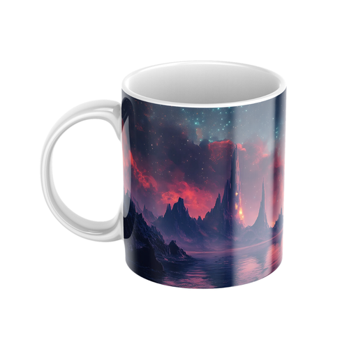 Keramiktasse "Andere Welt" (Motiv 07) | Weltraum & Planeten | Handbedruckt im Spessart | Geschenkidee