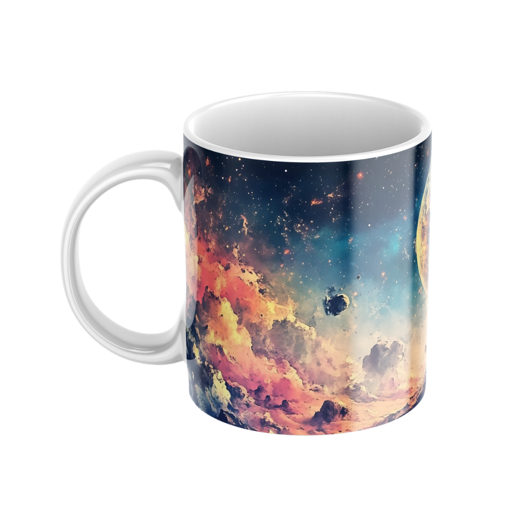 Keramiktasse "Andere Welt" (Motiv 09) | Weltraum & Planeten | Handbedruckt im Spessart | Geschenkidee