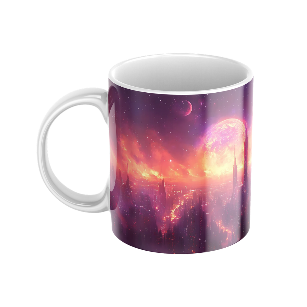 Keramiktasse "Andere Welt" (Motiv 10) | Weltraum & Planeten | Handbedruckt im Spessart | Geschenkidee