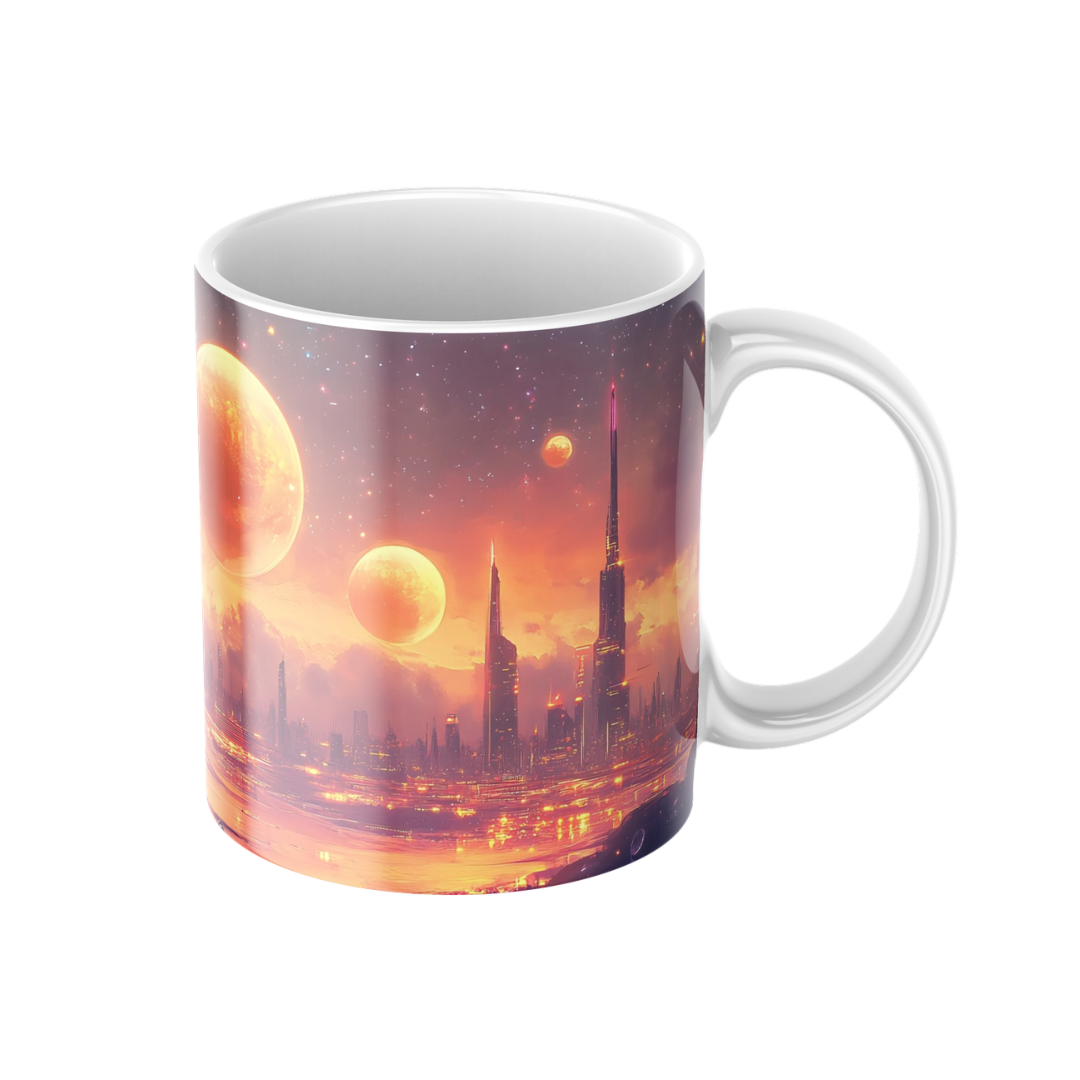 Keramiktasse "Andere Welt" (Motiv 11) | Weltraum & Planeten | Handbedruckt im Spessart | Geschenkidee