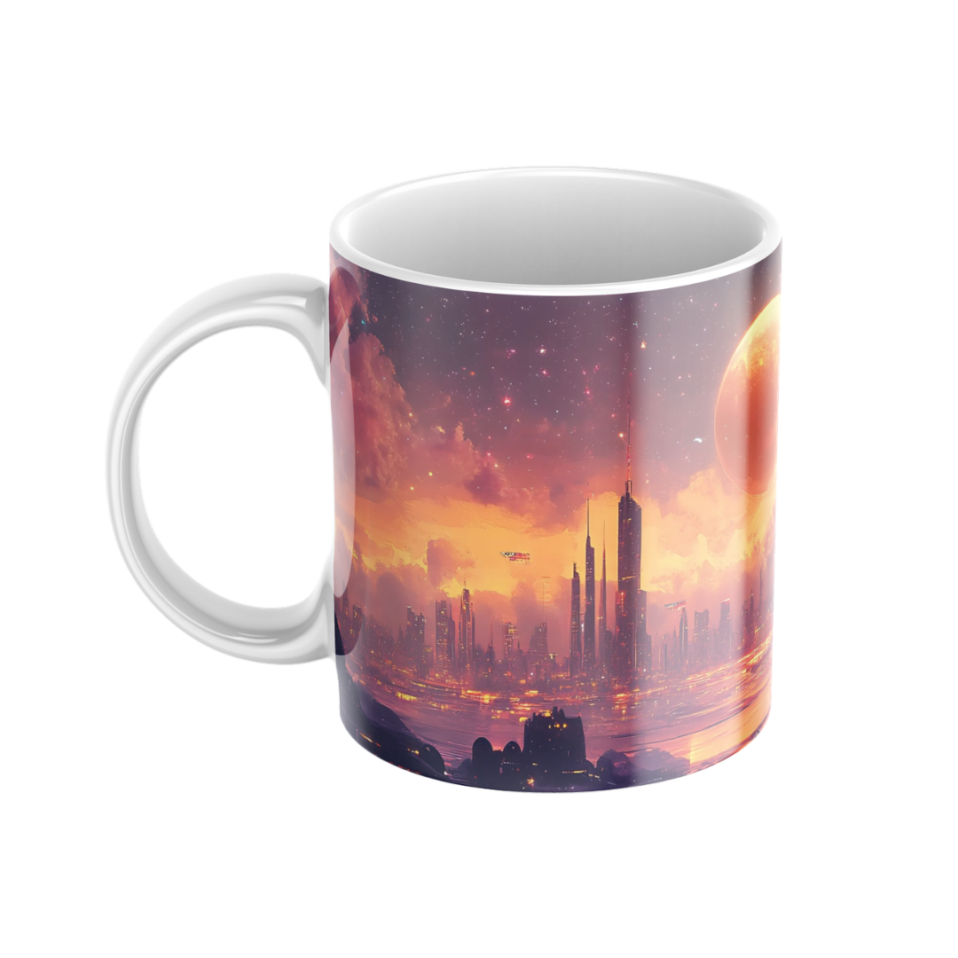 Keramiktasse "Andere Welt" (Motiv 11) | Weltraum & Planeten | Handbedruckt im Spessart | Geschenkidee