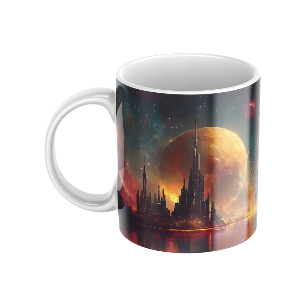 Keramiktasse "Andere Welt" (Motiv 12) | Weltraum & Planeten | Handbedruckt im Spessart | Geschenkidee