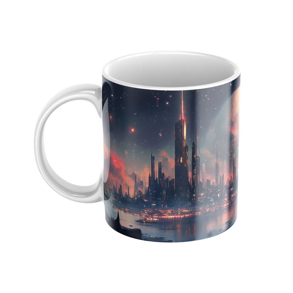 Keramiktasse "Andere Welt" (Motiv 13) | Weltraum & Planeten | Handbedruckt im Spessart | Geschenkidee