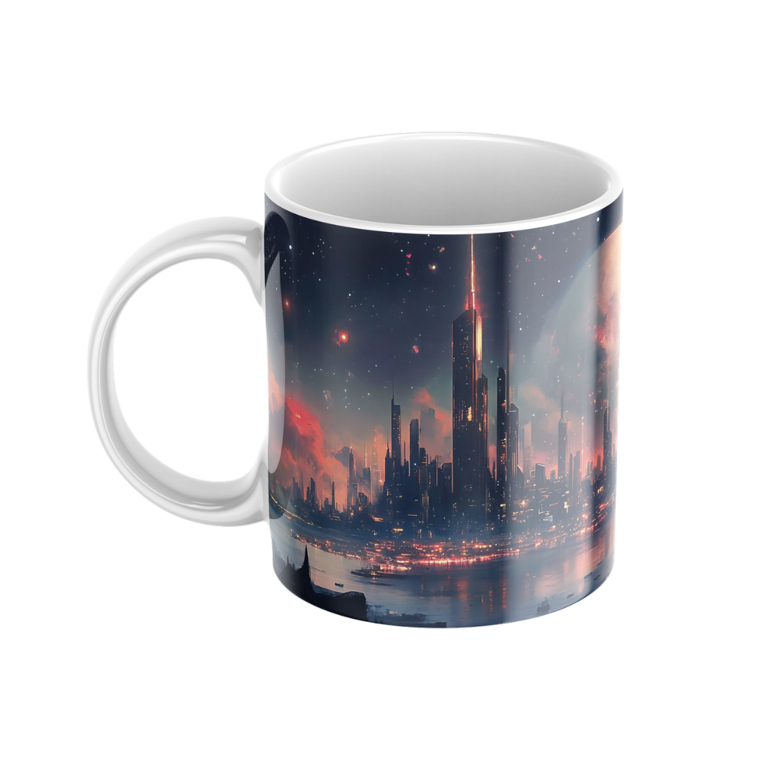 Keramiktasse "Andere Welt" (Motiv 13) | Weltraum & Planeten | Handbedruckt im Spessart | Geschenkidee