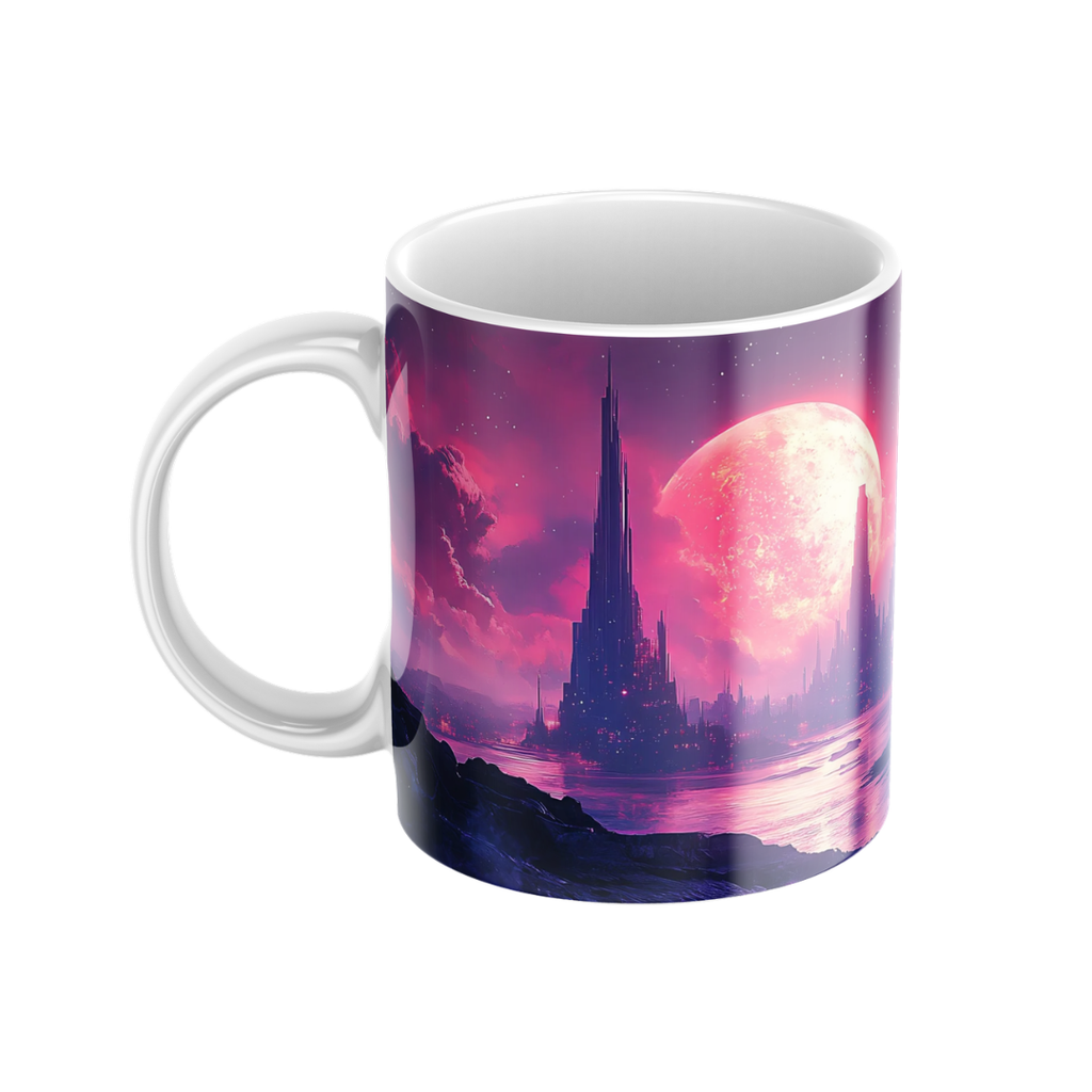 Keramiktasse "Andere Welt" (Motiv 14) | Weltraum & Planeten | Handbedruckt im Spessart | Geschenkidee