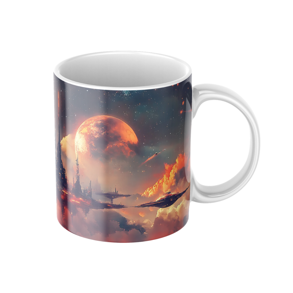 Keramiktasse "Andere Welt" (Motiv 20) | Weltraum & Planeten | Handbedruckt im Spessart | Geschenkidee