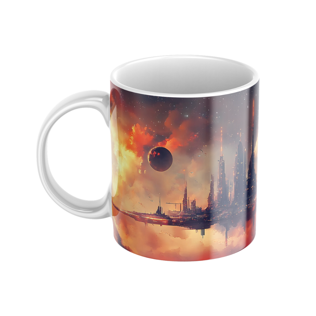 Keramiktasse "Andere Welt" (Motiv 20) | Weltraum & Planeten | Handbedruckt im Spessart | Geschenkidee