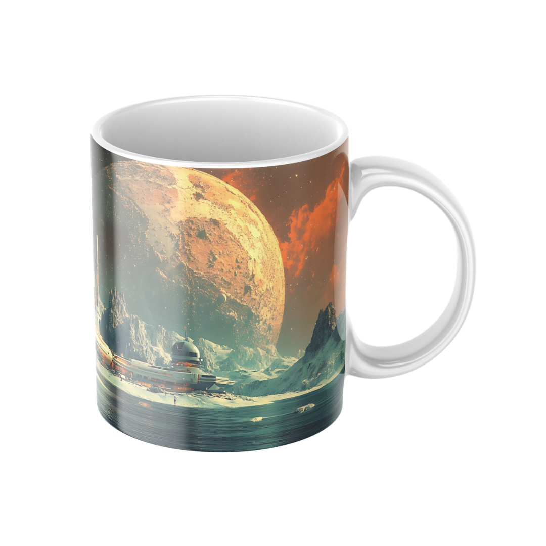 Keramiktasse "Andere Welt" (Motiv 21) | Weltraum & Planeten | Handbedruckt im Spessart | Geschenkidee