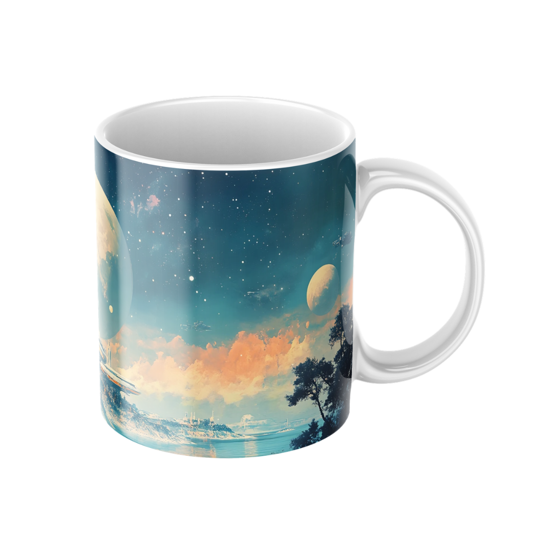 Keramiktasse "Andere Welt" (Motiv 22) | Weltraum & Planeten | Handbedruckt im Spessart | Geschenkidee