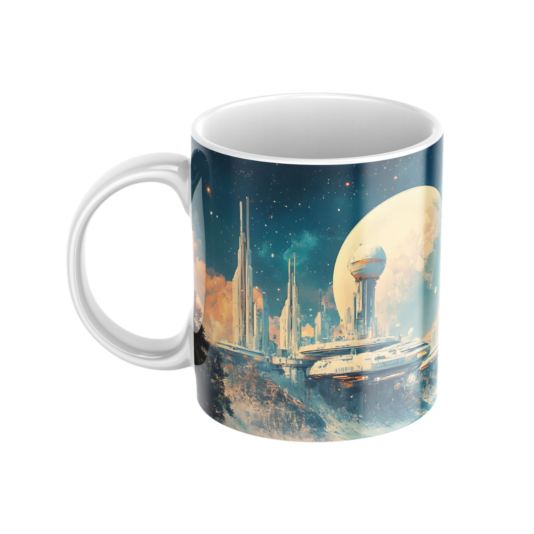 Keramiktasse "Andere Welt" (Motiv 22) | Weltraum & Planeten | Handbedruckt im Spessart | Geschenkidee