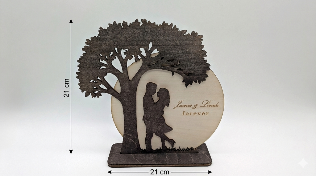 Baum der Liebe – Personalisiertes 3D Holz-Silhouette Display mit Gravur