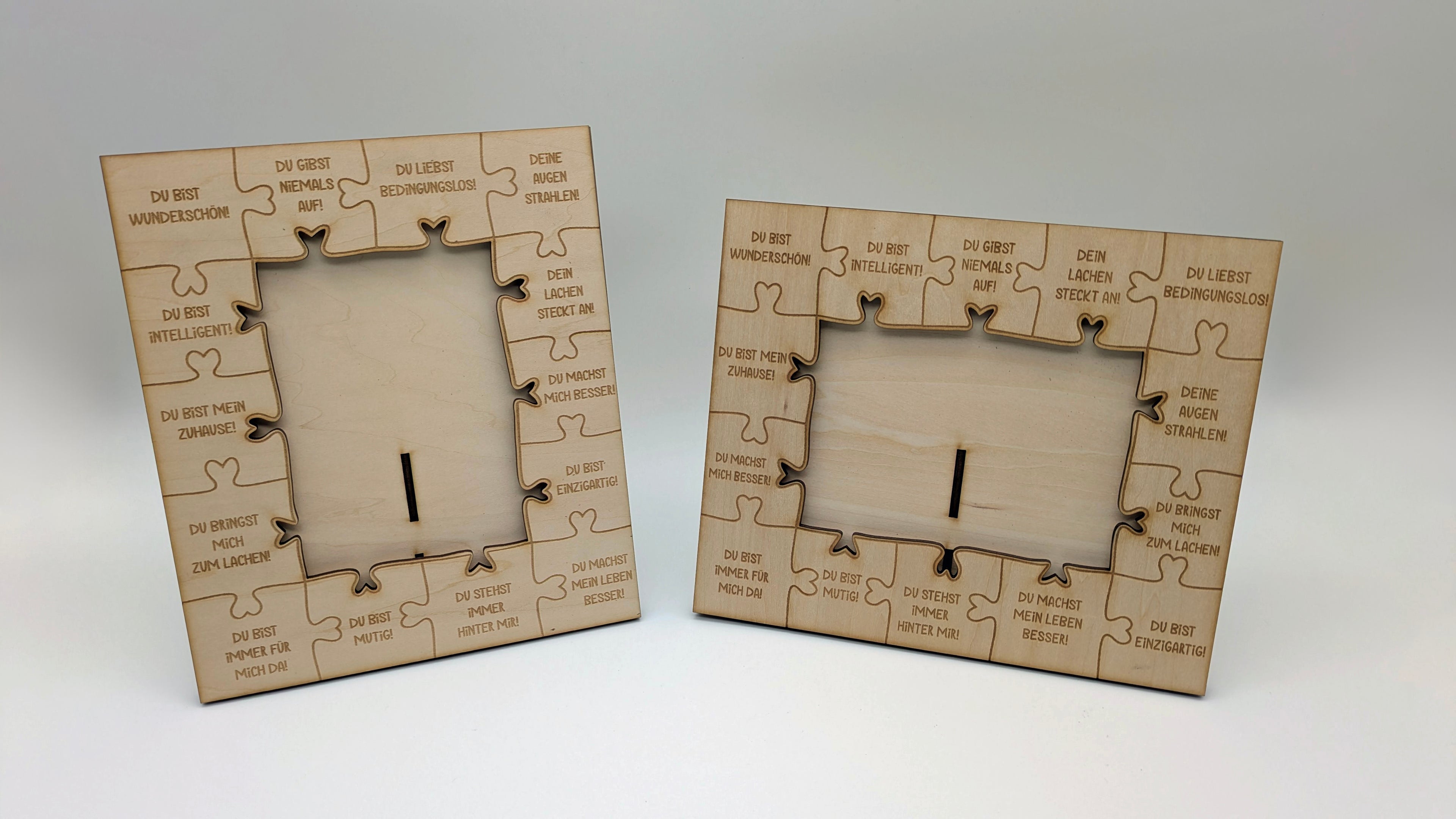 Puzzle-Liebe – Personalisierbarer Laser-Holzrahmen mit Gravur & Puzzle-Design