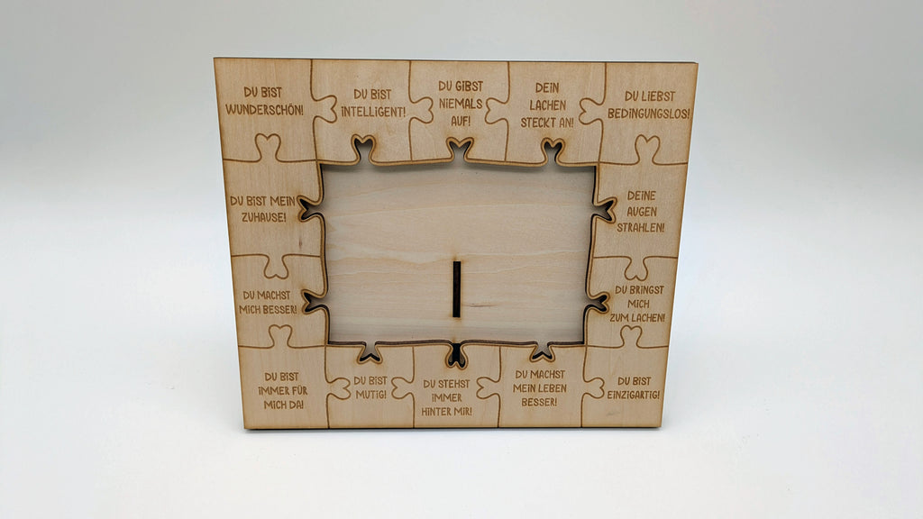 Puzzle-Liebe – Personalisierbarer Laser-Holzrahmen mit Gravur & Puzzle-Design