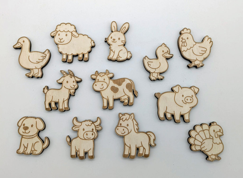 🚜 12er Set Bauernhof-Magnete – Idyllisches Landleben handgefertigt aus Holz