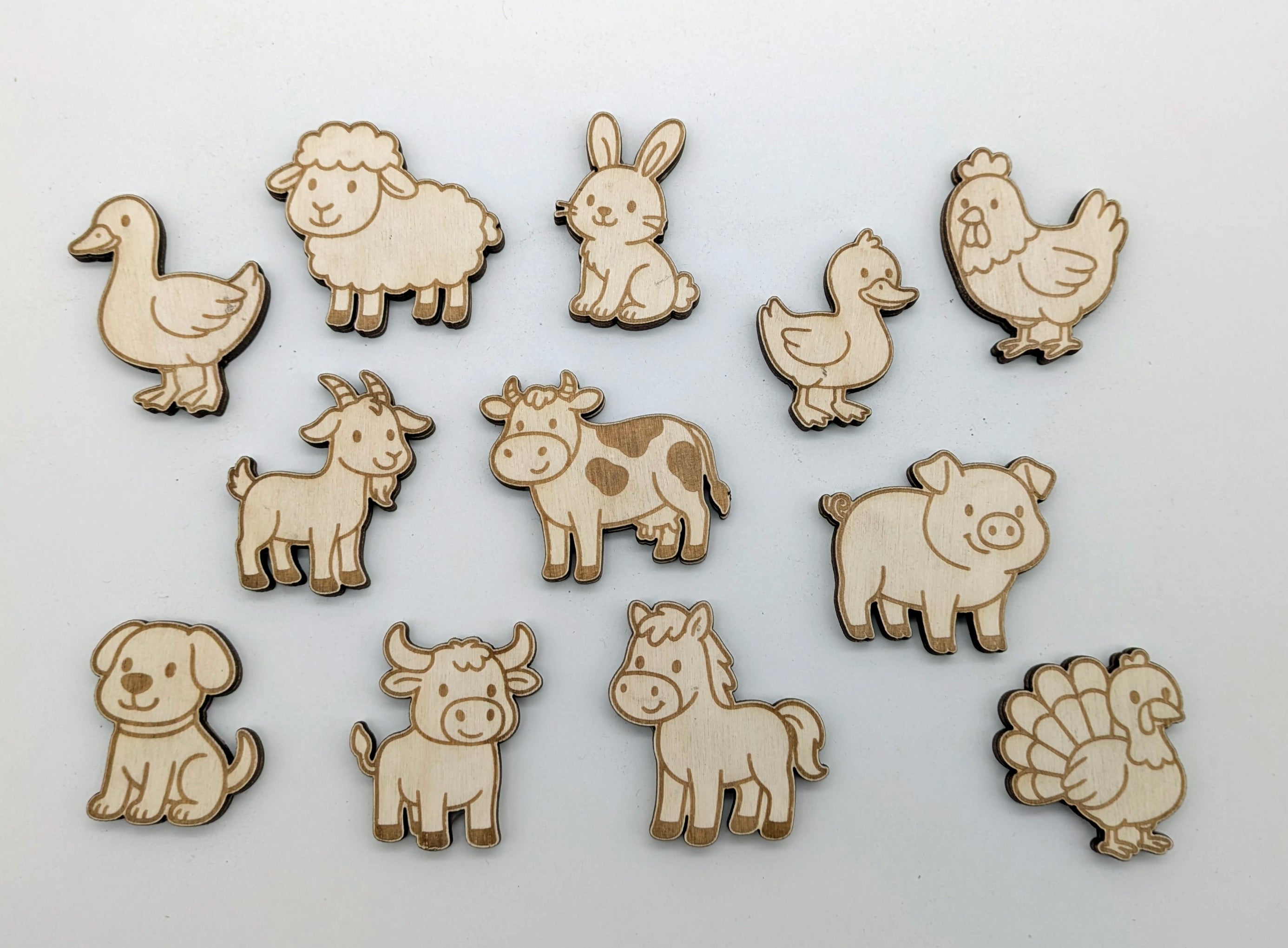 🚜 12er Set Bauernhof-Magnete – Idyllisches Landleben handgefertigt aus Holz