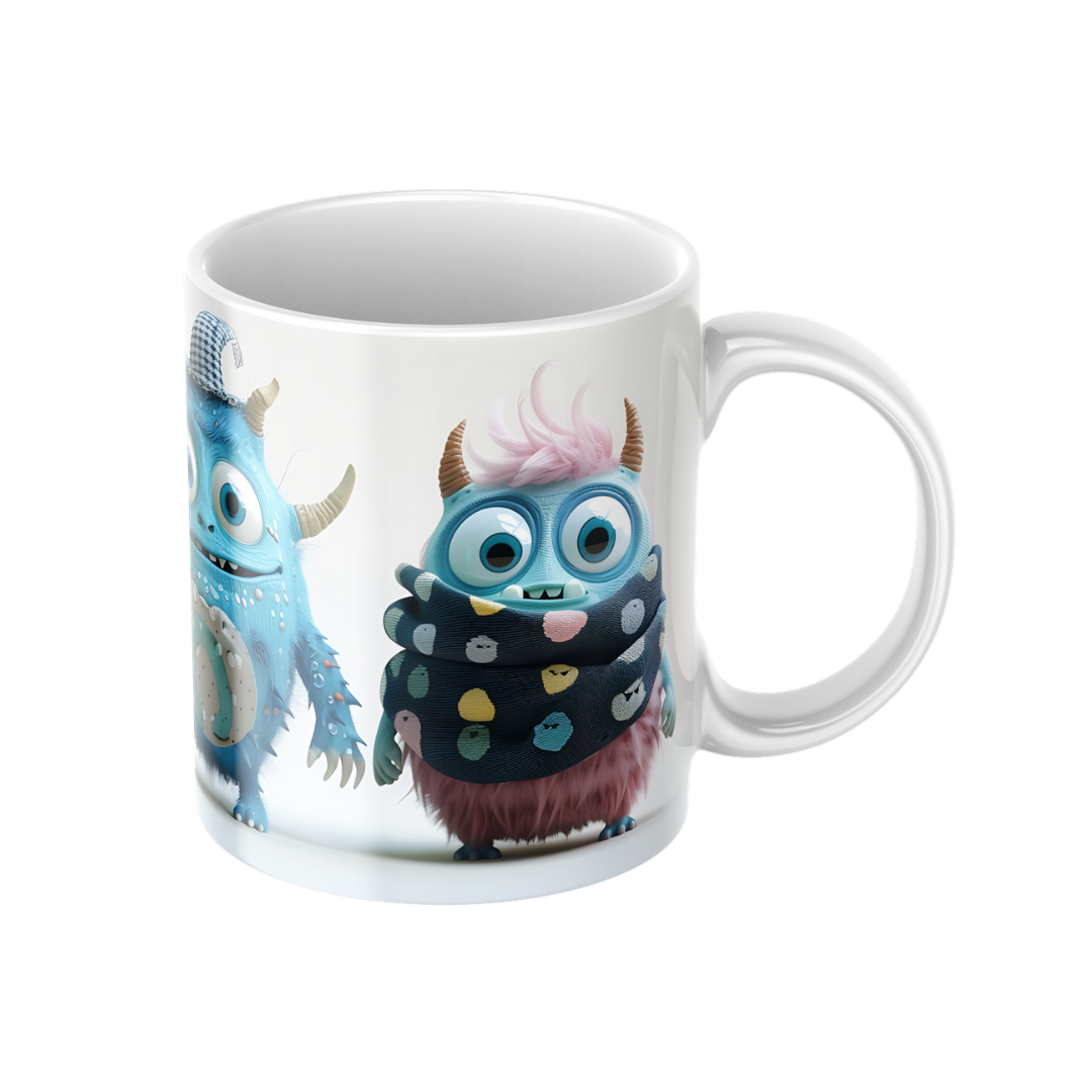 Keramiktasse "Süßes Monster" (Motiv 02) | Handbedruckt im Spessart | Bunte Tasse mit Motiv | Geschenkidee