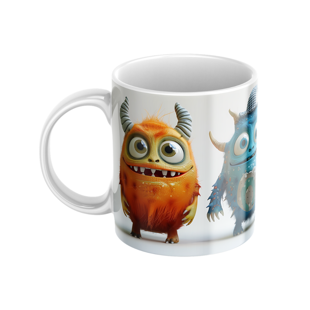 Keramiktasse "Süßes Monster" (Motiv 02) | Handbedruckt im Spessart | Bunte Tasse mit Motiv | Geschenkidee
