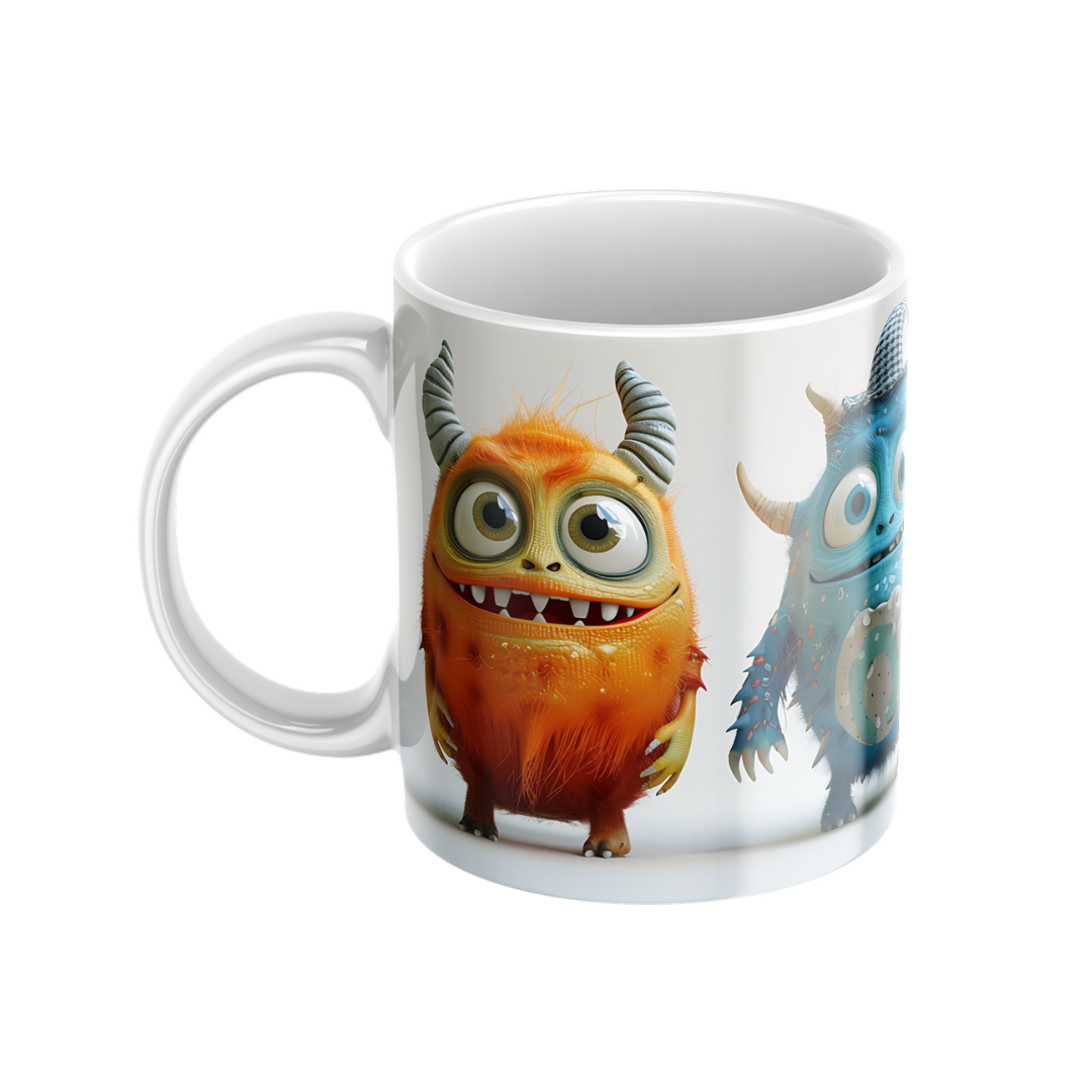 Keramiktasse "Süßes Monster" (Motiv 02) | Handbedruckt im Spessart | Bunte Tasse mit Motiv | Geschenkidee