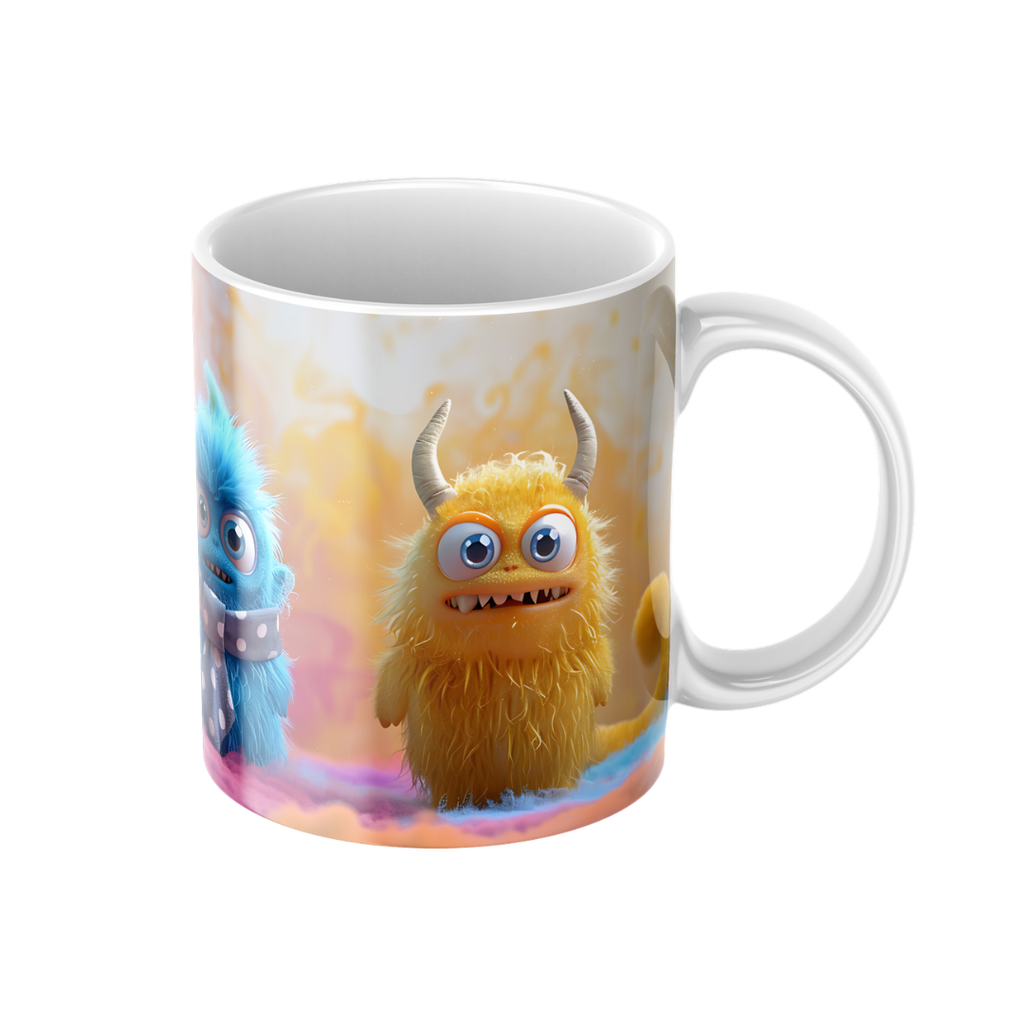 Keramiktasse "Süßes Monster" (Motiv 03) | Handbedruckt im Spessart | Bunte Tasse mit Motiv | Geschenkidee