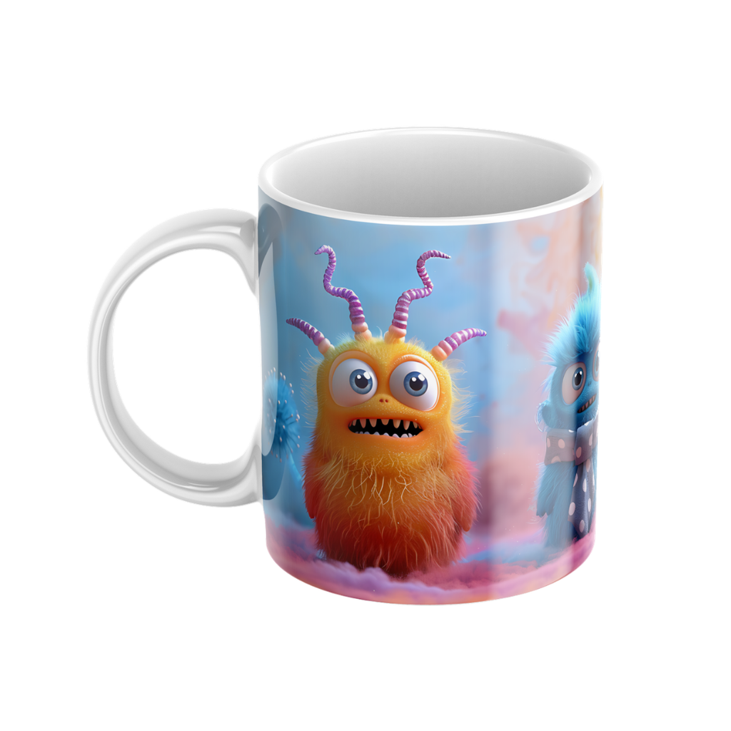 Keramiktasse "Süßes Monster" (Motiv 03) | Handbedruckt im Spessart | Bunte Tasse mit Motiv | Geschenkidee