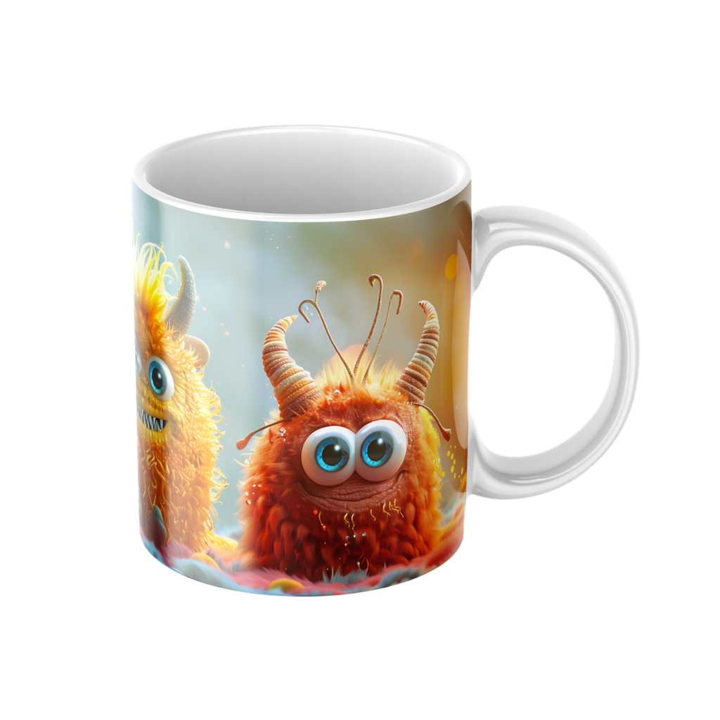 Keramiktasse "Süßes Monster" (Motiv 05) | Handbedruckt im Spessart | Bunte Tasse mit Motiv | Geschenkidee