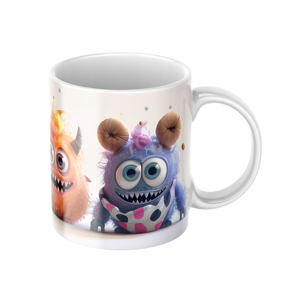 Keramiktasse "Süßes Monster" (Motiv 06) | Handbedruckt im Spessart | Bunte Tasse mit Motiv | Geschenkidee
