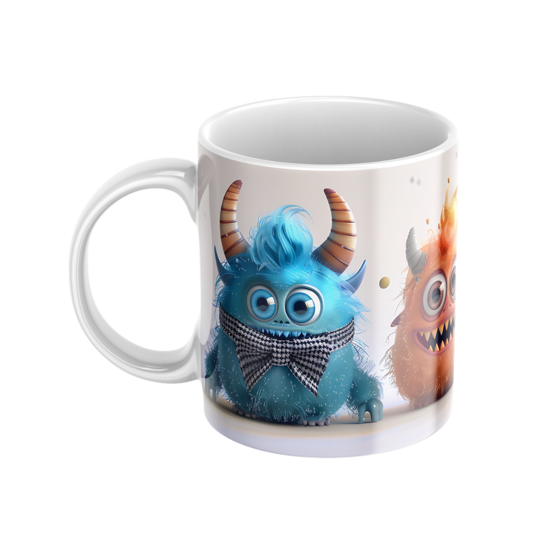 Keramiktasse "Süßes Monster" (Motiv 06) | Handbedruckt im Spessart | Bunte Tasse mit Motiv | Geschenkidee