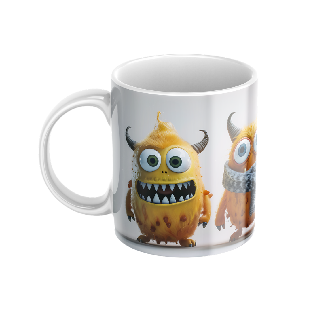 Keramiktasse "Süßes Monster" (Motiv 07) | Handbedruckt im Spessart | Bunte Tasse mit Motiv | Geschenkidee