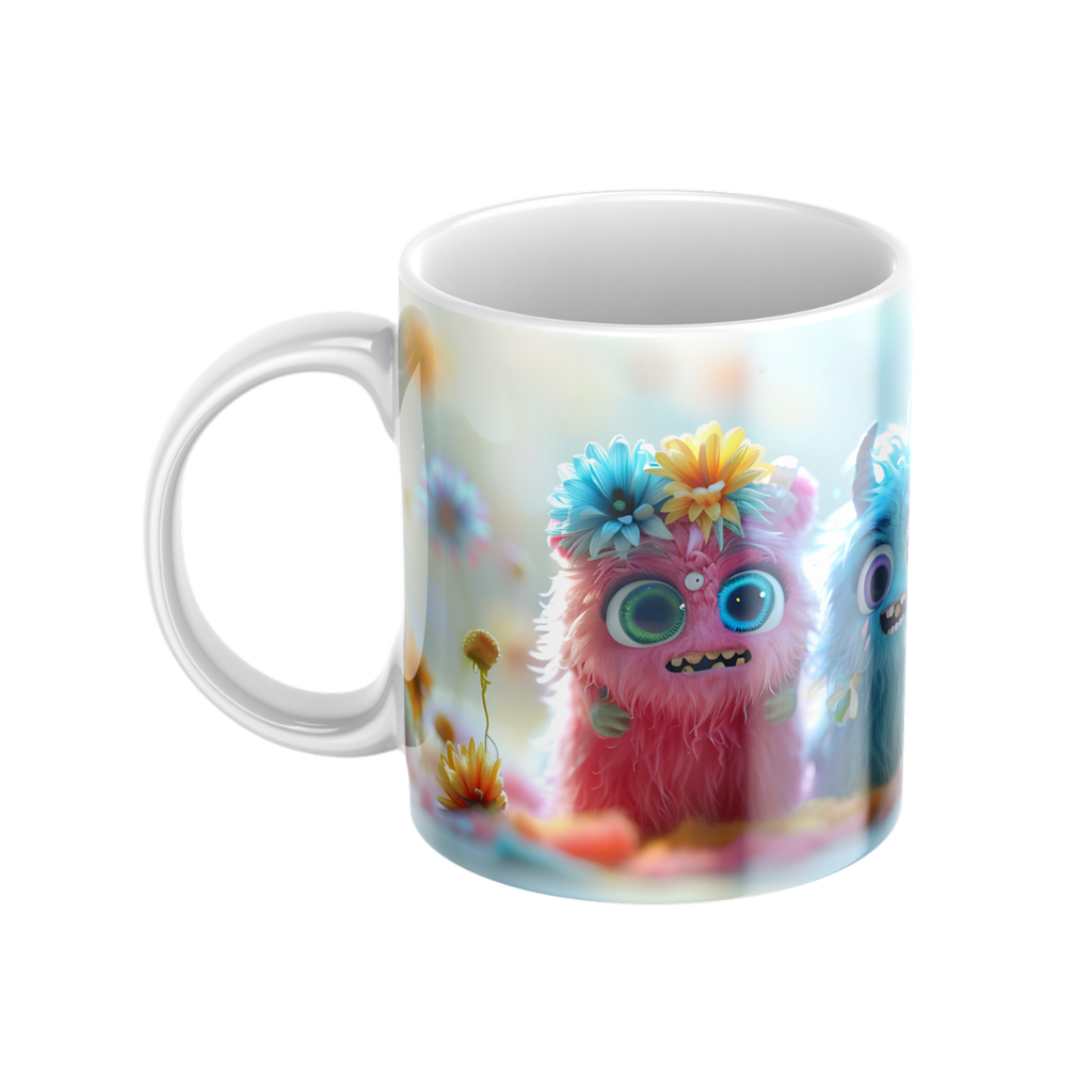 Keramiktasse "Süßes Monster" (Motiv 08) | Handbedruckt im Spessart | Bunte Tasse mit Motiv | Geschenkidee