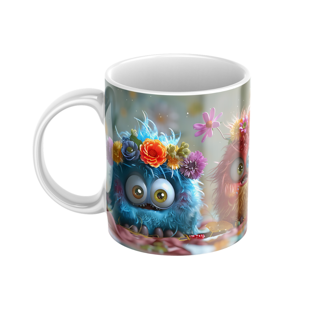 Keramiktasse "Süßes Monster" (Motiv 09) | Handbedruckt im Spessart | Bunte Tasse mit Motiv | Geschenkidee
