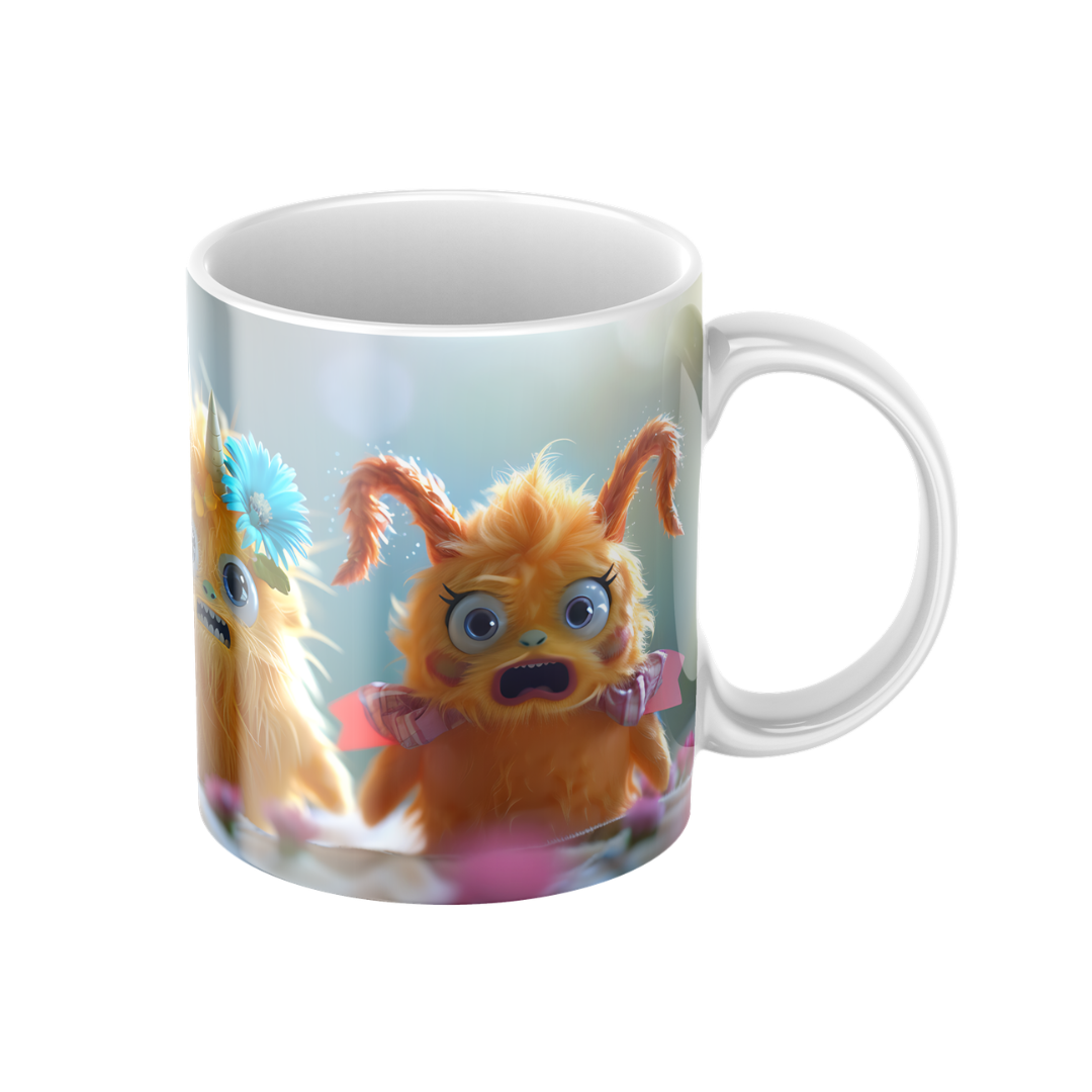 Keramiktasse "Süßes Monster" (Motiv 10) | Handbedruckt im Spessart | Bunte Tasse mit Motiv | Geschenkidee