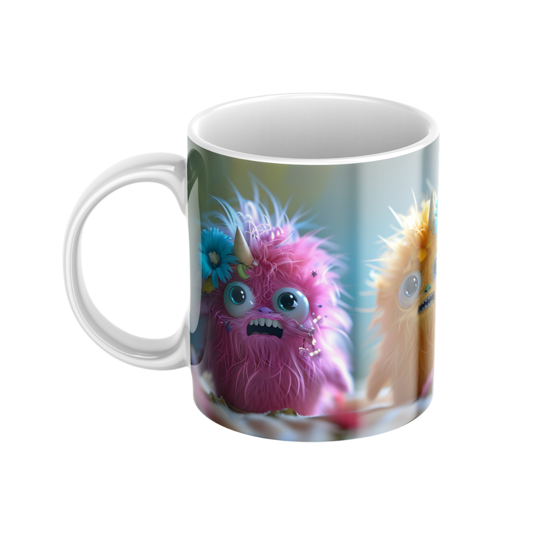 Keramiktasse "Süßes Monster" (Motiv 10) | Handbedruckt im Spessart | Bunte Tasse mit Motiv | Geschenkidee