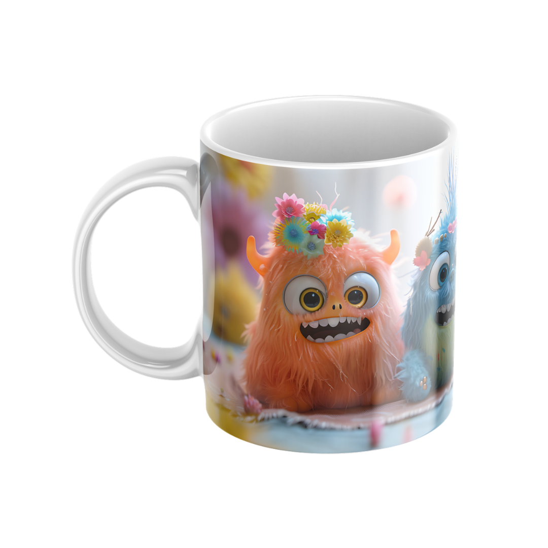 Keramiktasse "Süßes Monster" (Motiv 11) | Handbedruckt im Spessart | Bunte Tasse mit Motiv | Geschenkidee