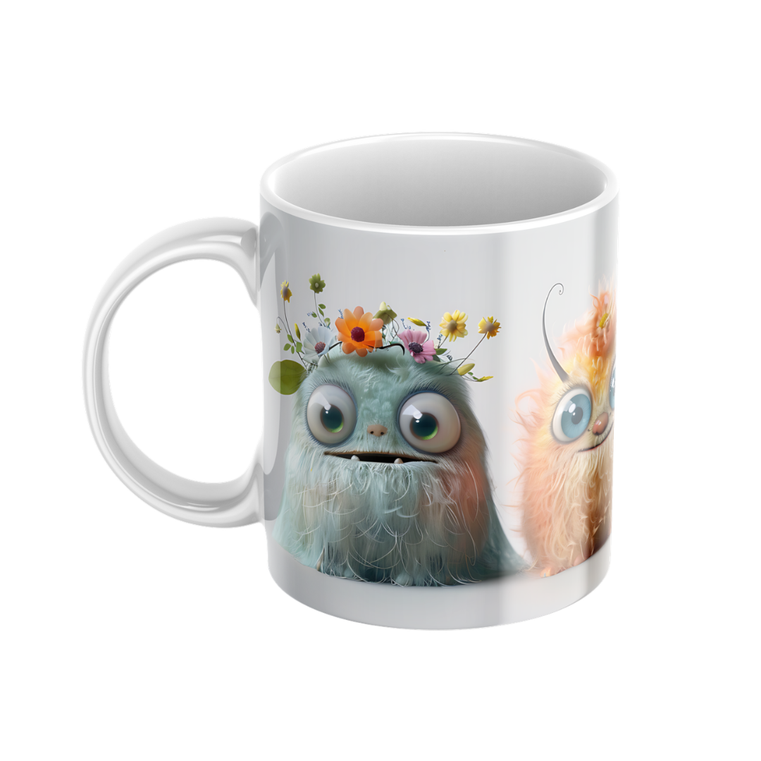 Keramiktasse "Süßes Monster" (Motiv 12) | Handbedruckt im Spessart | Bunte Tasse mit Motiv | Geschenkidee