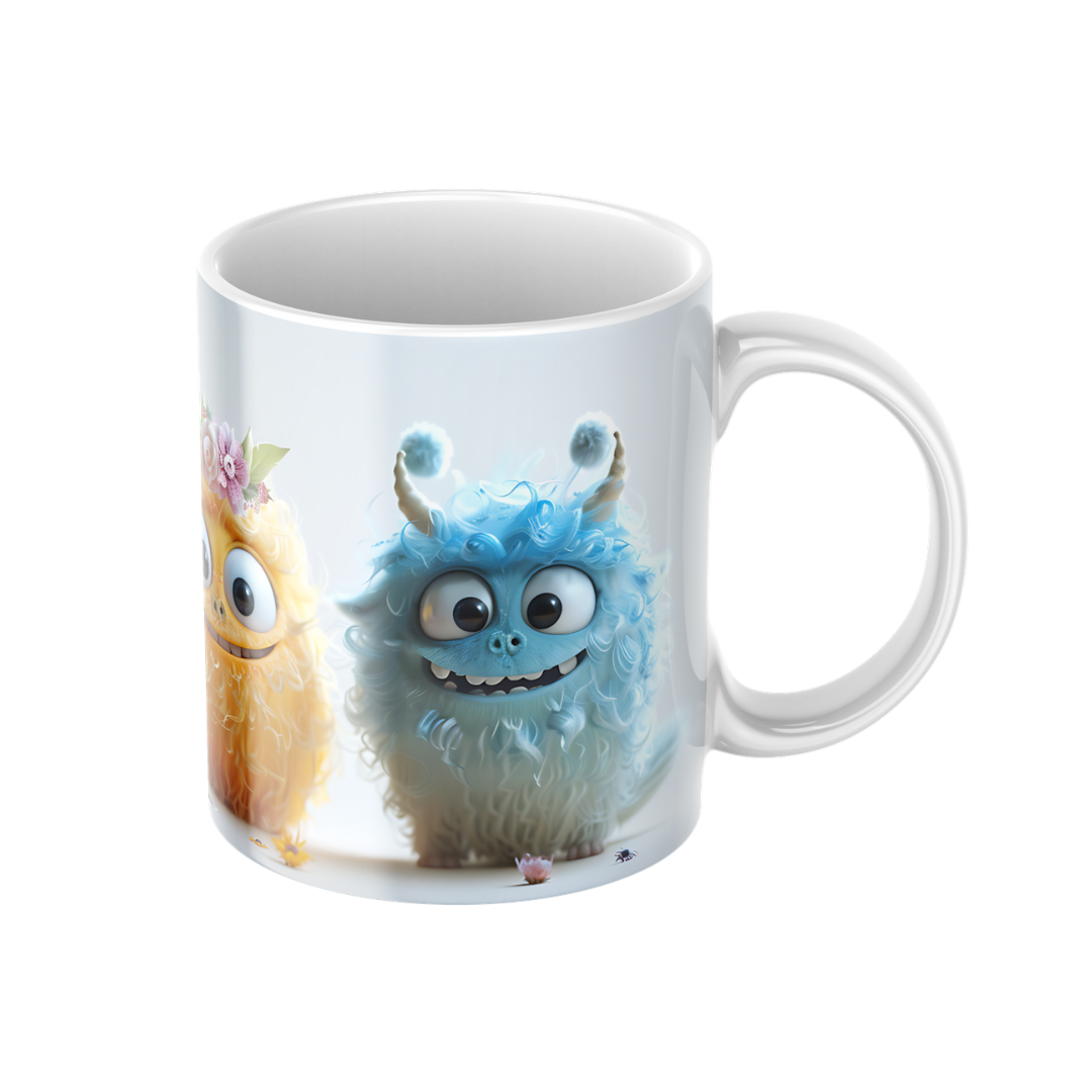 Keramiktasse "Süßes Monster" (Motiv 13) | Handbedruckt im Spessart | Bunte Tasse mit Motiv | Geschenkidee
