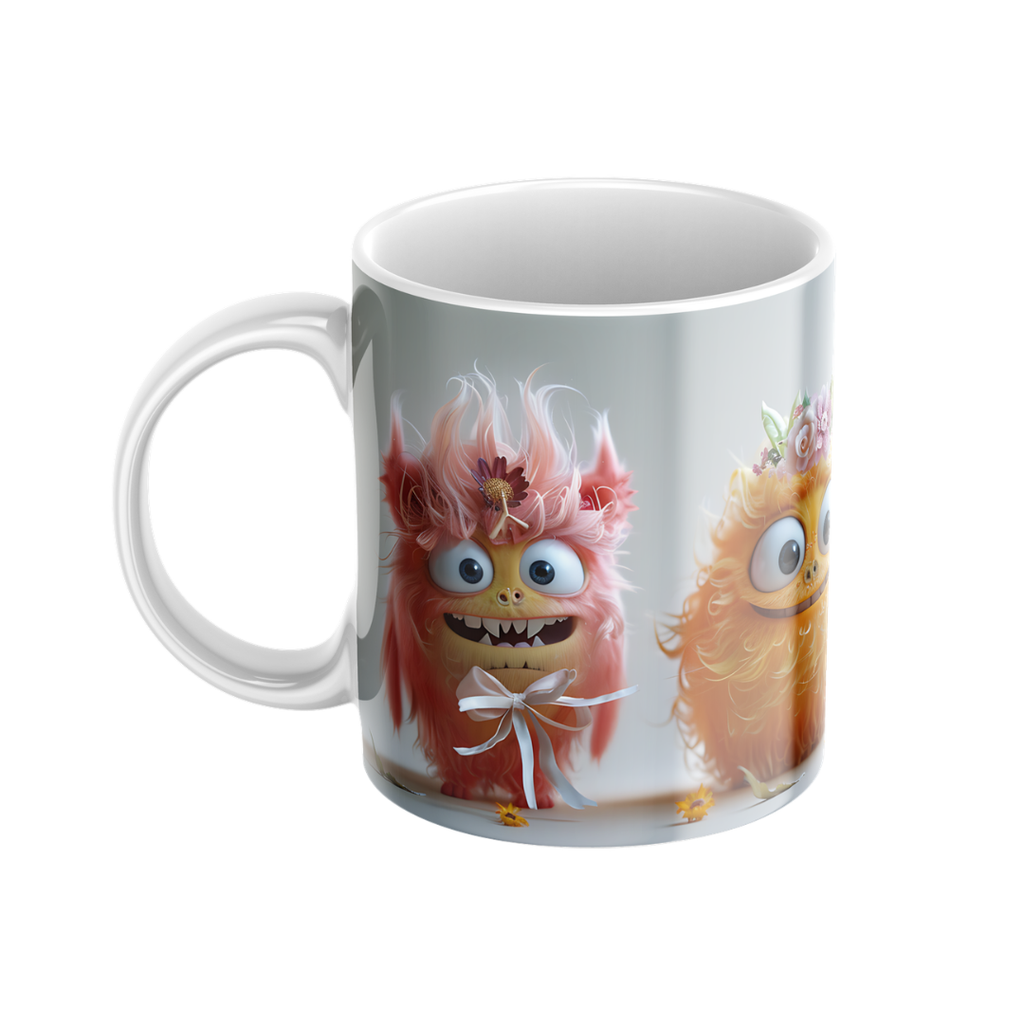 Keramiktasse "Süßes Monster" (Motiv 13) | Handbedruckt im Spessart | Bunte Tasse mit Motiv | Geschenkidee