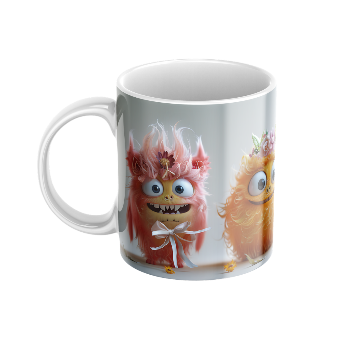 Keramiktasse "Süßes Monster" (Motiv 13) | Handbedruckt im Spessart | Bunte Tasse mit Motiv | Geschenkidee