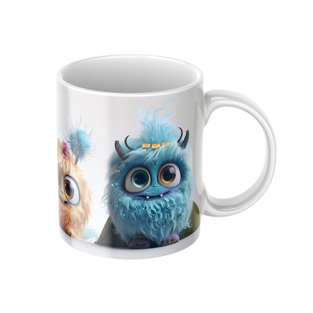 Keramiktasse "Süßes Monster" (Motiv 14) | Handbedruckt im Spessart | Bunte Tasse mit Motiv | Geschenkidee