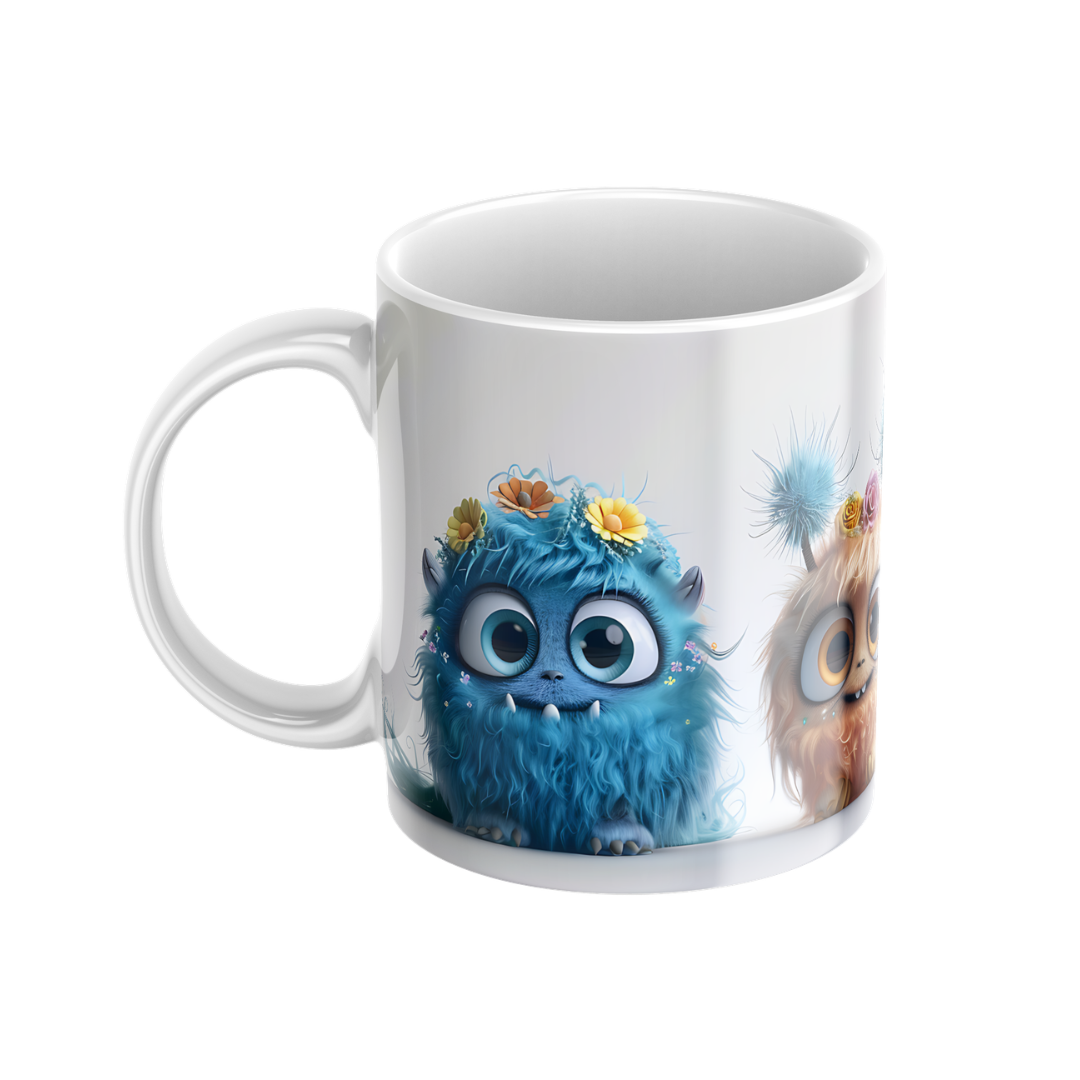 Keramiktasse "Süßes Monster" (Motiv 14) | Handbedruckt im Spessart | Bunte Tasse mit Motiv | Geschenkidee