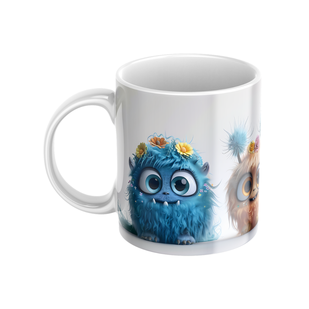 Keramiktasse "Süßes Monster" (Motiv 15) | Handbedruckt im Spessart | Bunte Tasse mit Motiv | Geschenkidee