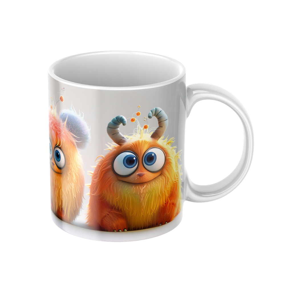 Keramiktasse "Süßes Monster" (Motiv 15) | Handbedruckt im Spessart | Bunte Tasse mit Motiv | Geschenkidee