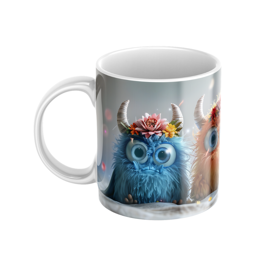 Keramiktasse "Süßes Monster" (Motiv 16) | Handbedruckt im Spessart | Bunte Tasse mit Motiv | Geschenkidee