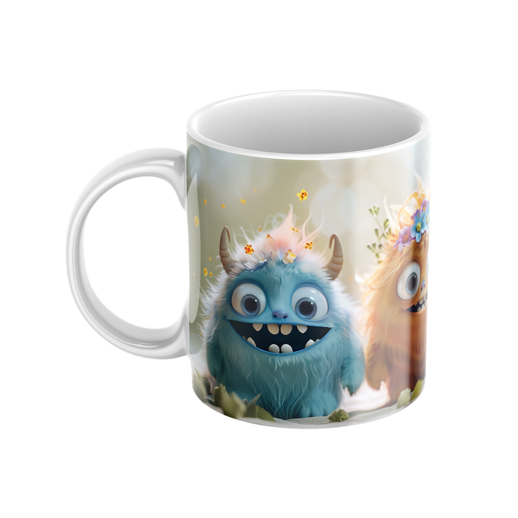 Keramiktasse "Süßes Monster" (Motiv 17) | Handbedruckt im Spessart | Bunte Tasse mit Motiv | Geschenkidee