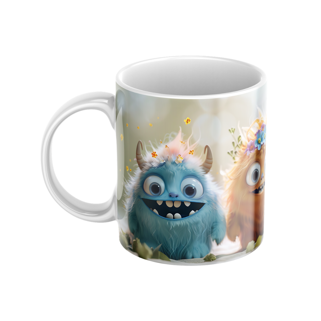 Keramiktasse "Süßes Monster" (Motiv 17) | Handbedruckt im Spessart | Bunte Tasse mit Motiv | Geschenkidee