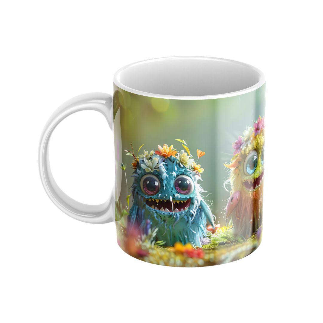 Keramiktasse "Süßes Monster" (Motiv 18) | Handbedruckt im Spessart | Bunte Tasse mit Motiv | Geschenkidee