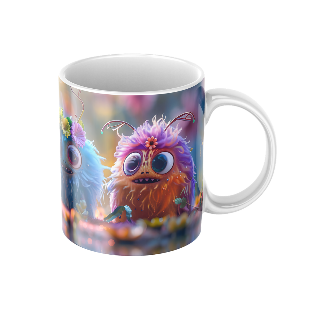 Keramiktasse "Süßes Monster" (Motiv 19) | Handbedruckt im Spessart | Bunte Tasse mit Motiv | Geschenkidee